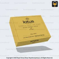 3D visualization of Lotus Premium Honey box with herbal enhancement text
