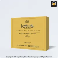 3D image of Lotus Premium Honey sachet promoting stamina and strength