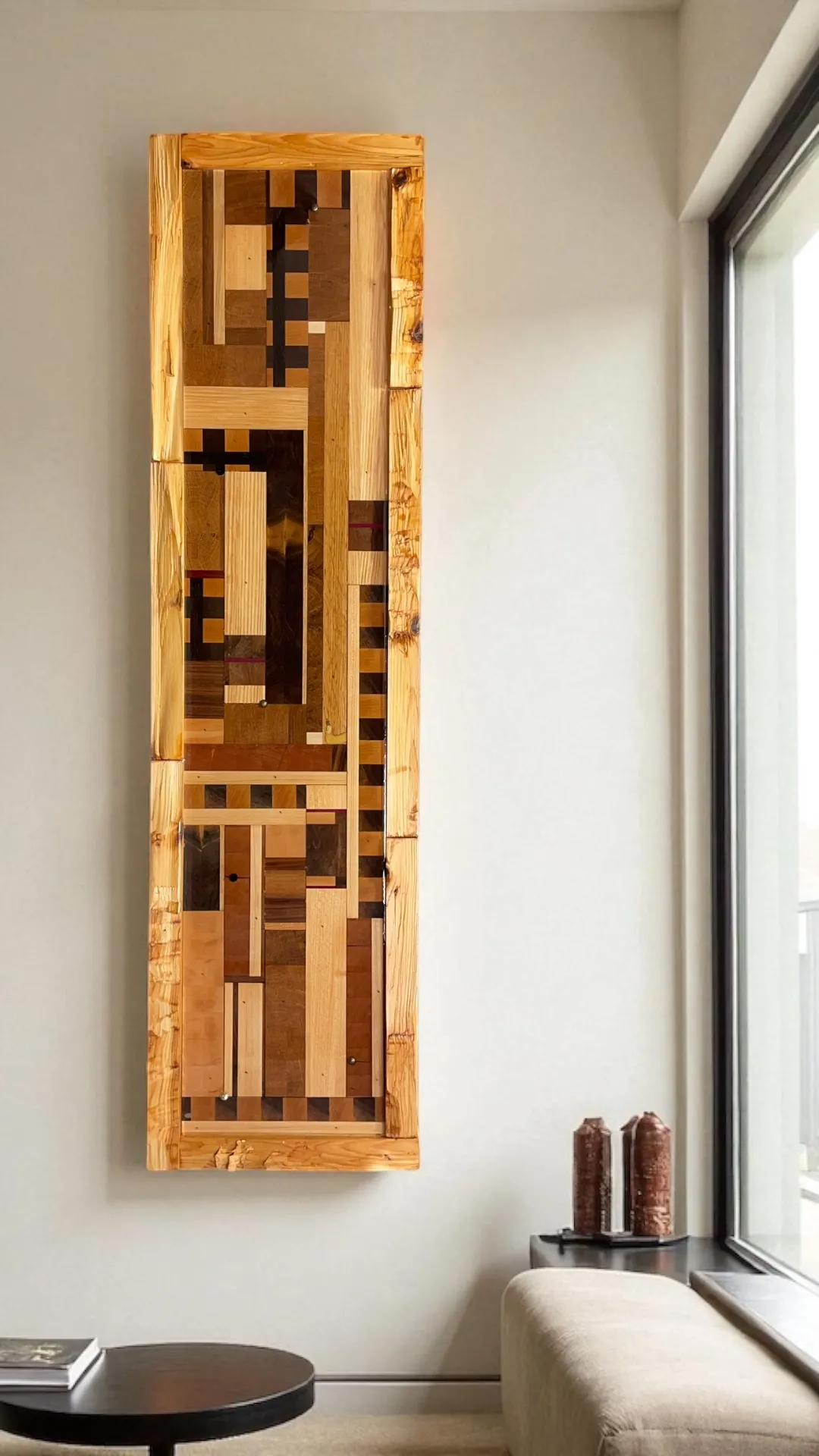 Contemporary fashion piece with rich colors and unique design elements in an artistic composition, no human shapes