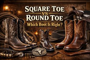 Square toe vs round toe cowboy boots guide showing different western boot toe styles for men and women available at Humdinger Boots Western store and online.