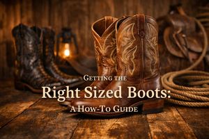Getting the right size western boots showing proper boot fit at the ball of the foot and heel support