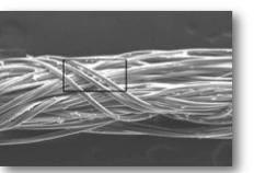 Manufacturer micrograph of a bundle of NatuVerex yarn fibers
