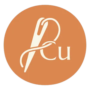 Copper fabric icon showing Cu symbol in an elegant design. No human shapes.
