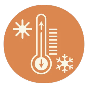 Temperature regulation icon showing a thermometer. No human shapes.