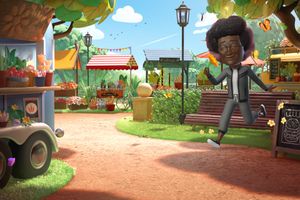 Dynamic business environment with vibrant market scene