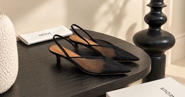 How Mesh, Lace, and Satin Trim Change the Look of Neous Irena Slingback Pumps