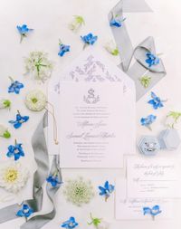 Jewish wedding suite with blue ribbon