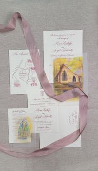 Jewish wedding suite with blue ribbon