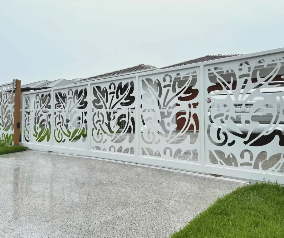 Custom laser-cut sliding gate