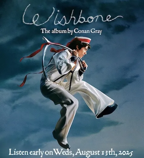 Wishbone album promotional image featuring a sailor-themed artistic composition with a dark blue cloudy background and album release details. No human faces should be generated.