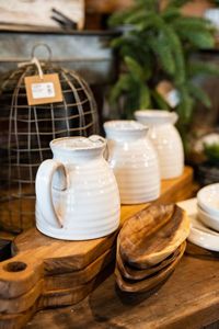 White ceramic pitchers