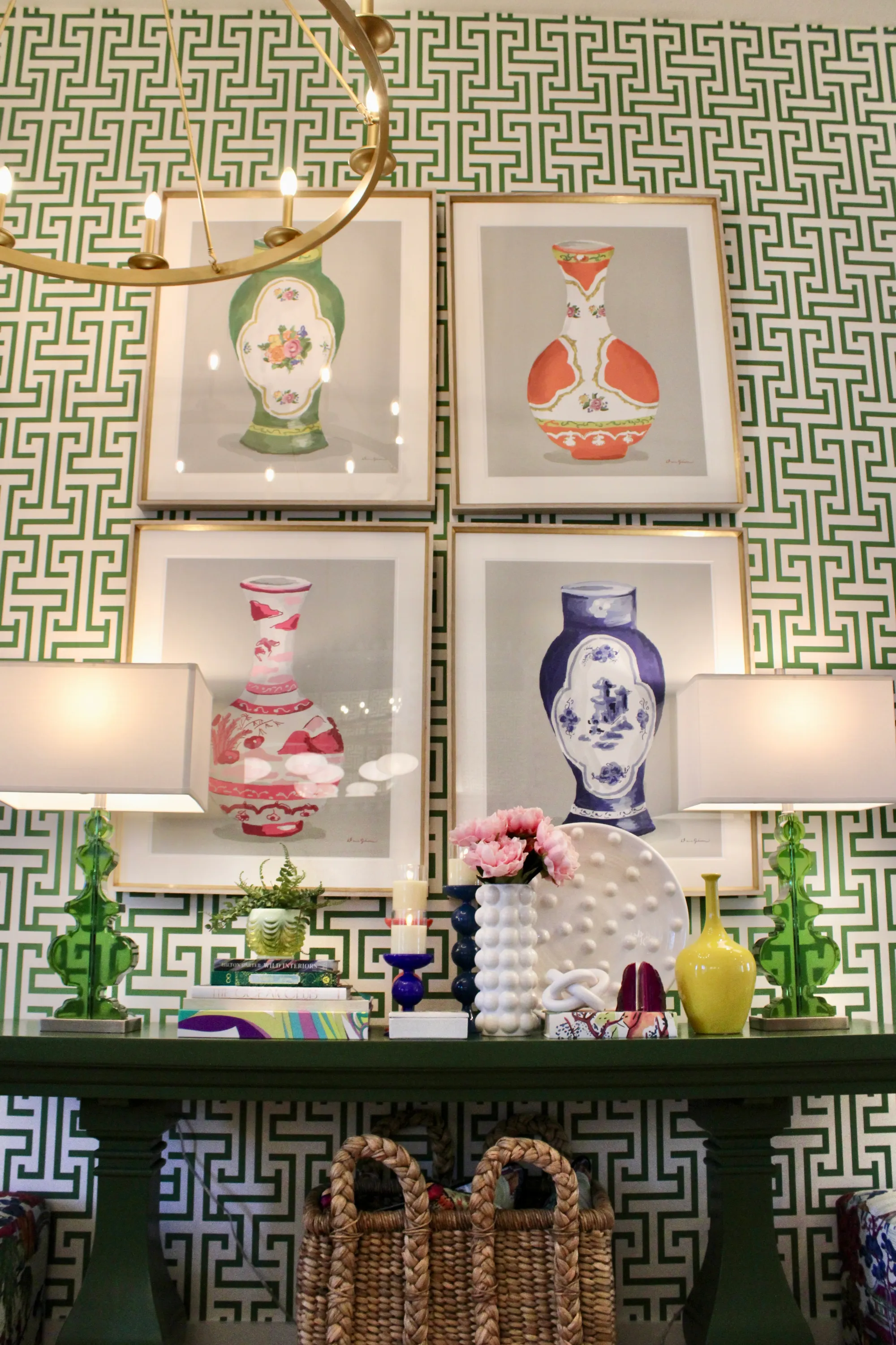 Artistic merchandise presentation with complementary color scheme, featuring only products without humans