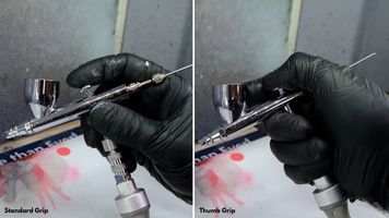 An image showing the different grip styles of holding an airbrush.