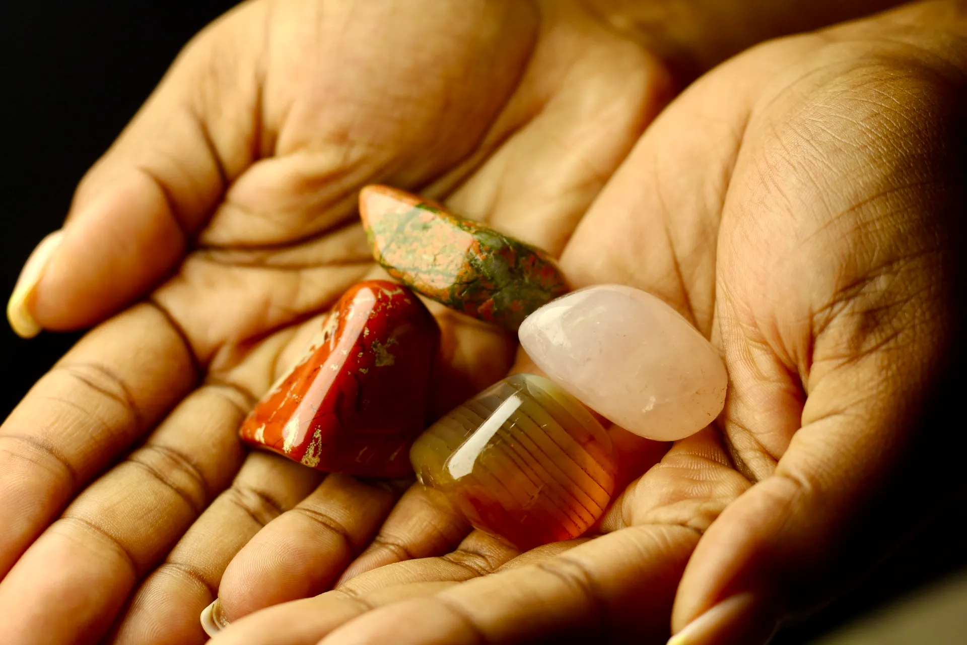 Red Jasper, Carnelian, Unakite, RoseQuartz