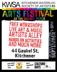 Join us at the KWSA Arts Festival Sept 26 and 27