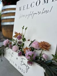 floral welcome sign