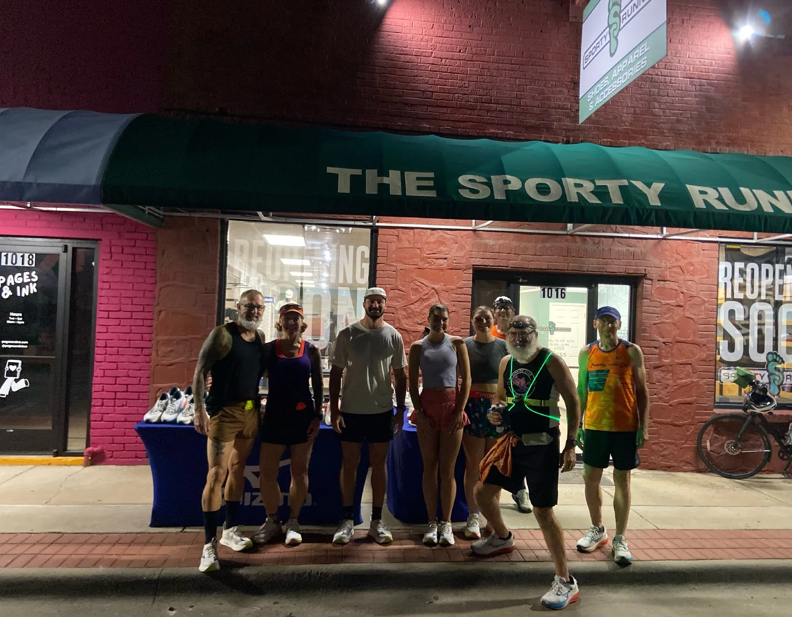 Runners gathered outside The Sporty Runner for the Mizuno Demo Group Run