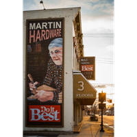 The Old Martin Hardware Mural, originally located at the front of the building.