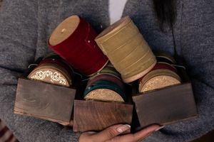 Spools of velvet ribbon