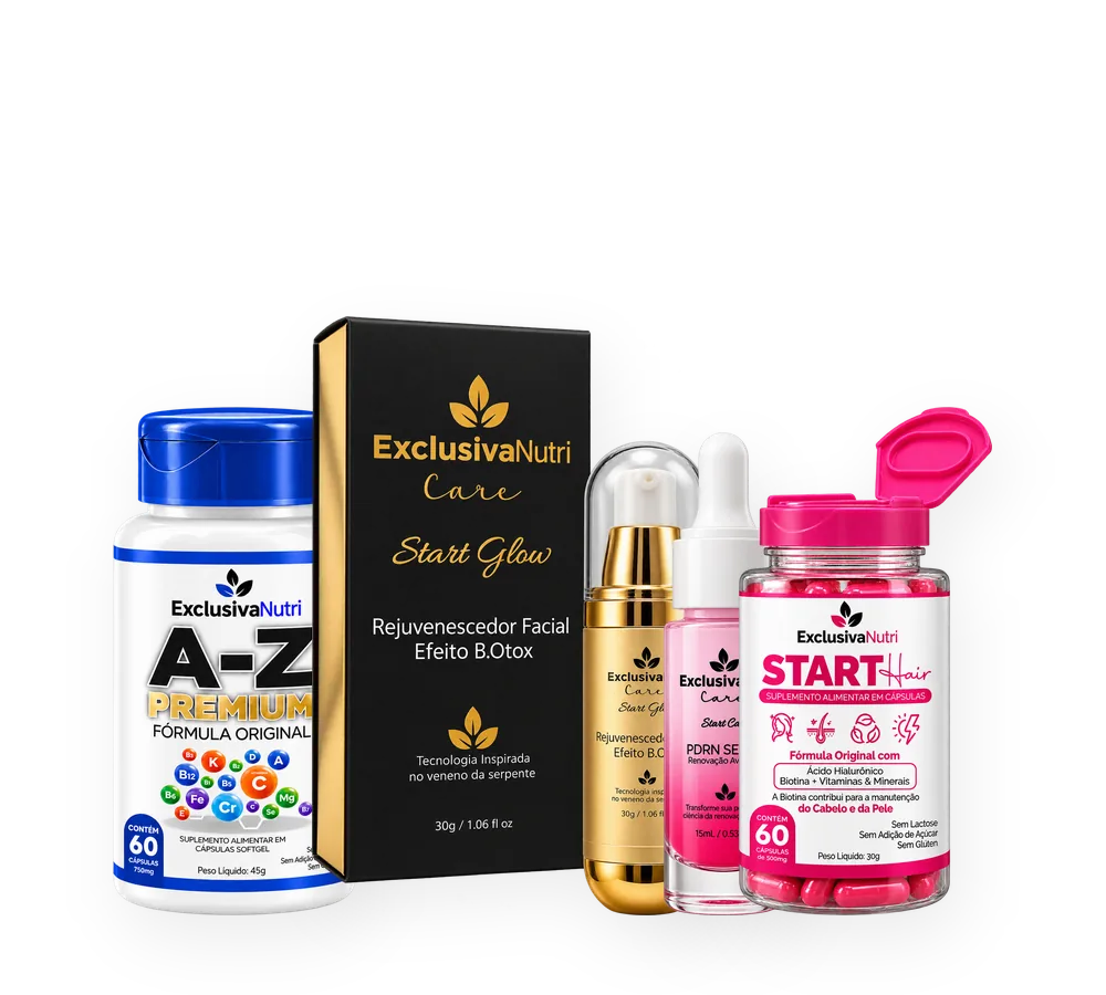 Exclusiva Nutri line-up: Start Calm, A-Z Premium, Start Glow, Start Lash, Start Care PDRN Serum, Start Fit and Start Hair