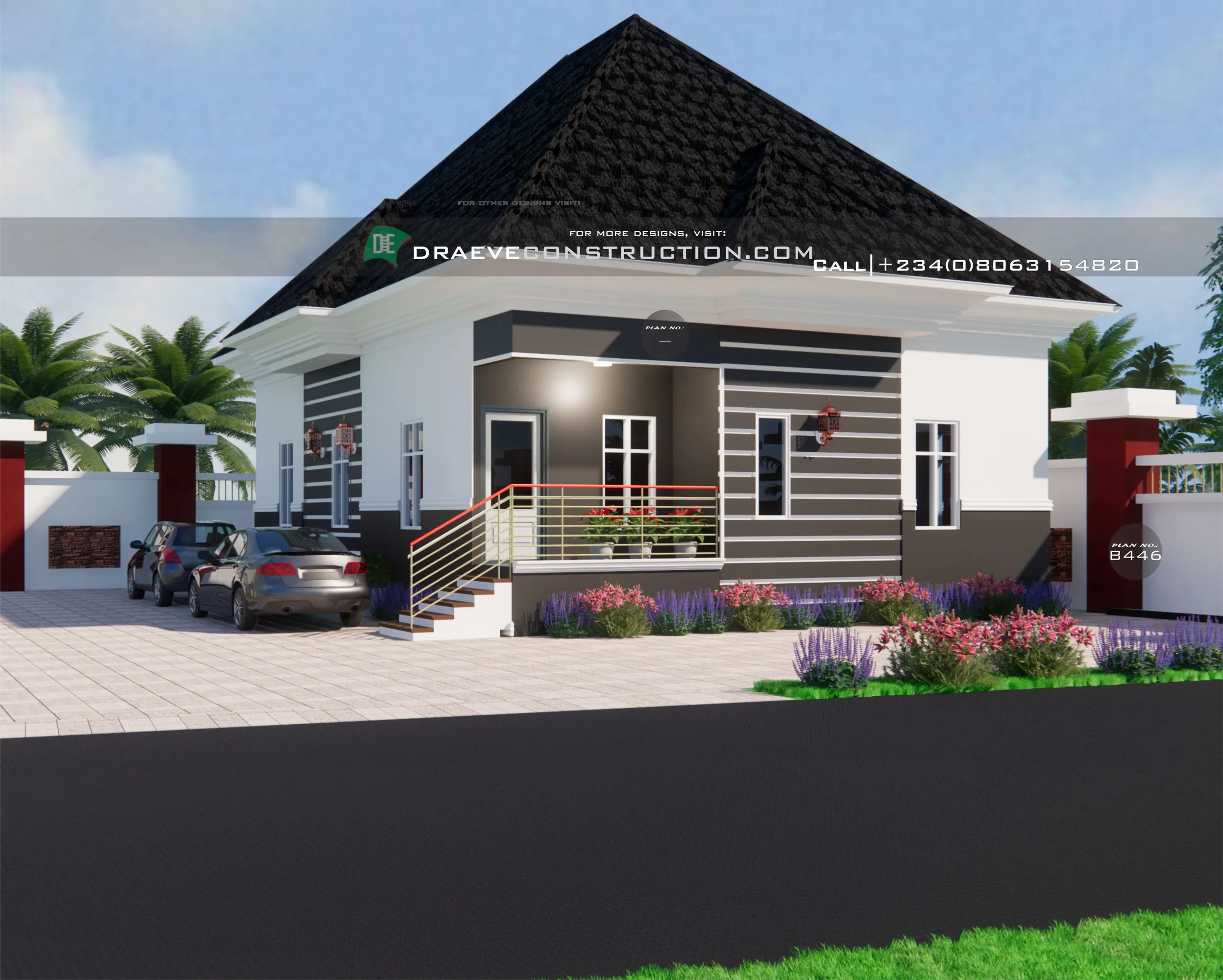 3 bedroom bungalow design for half plot 2