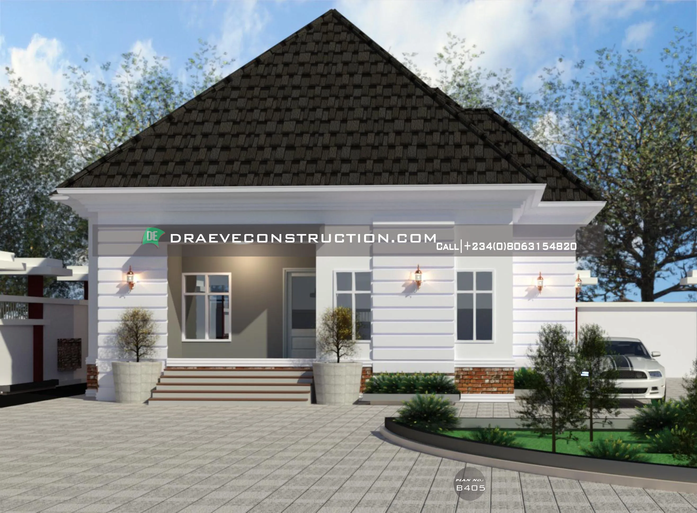 2 bedroom bungalow design for half plot