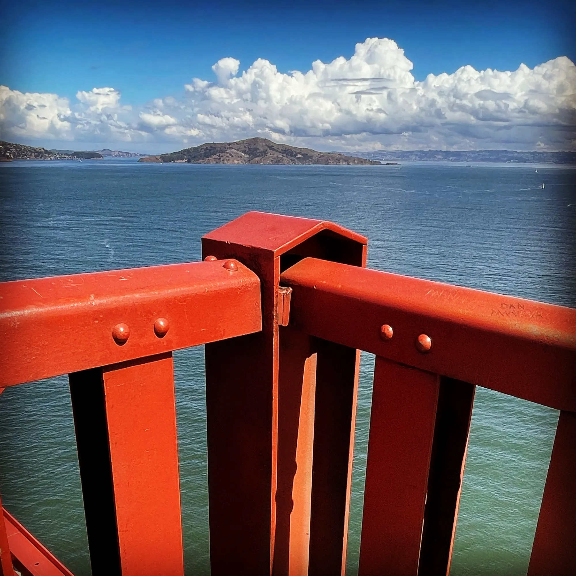 A closer look at the pedestrian handrail.
