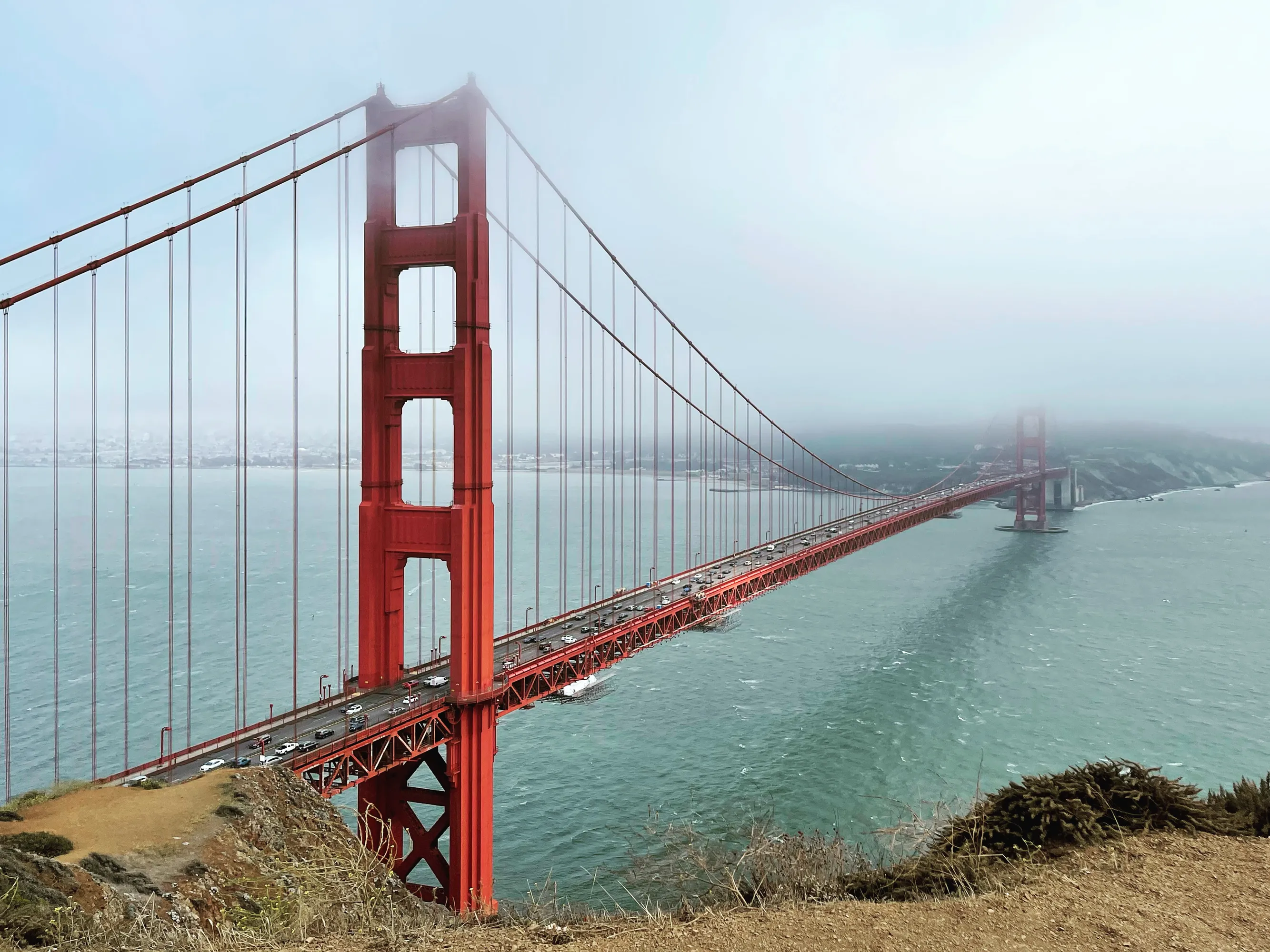 The Golden Gate Bridge across the bay.