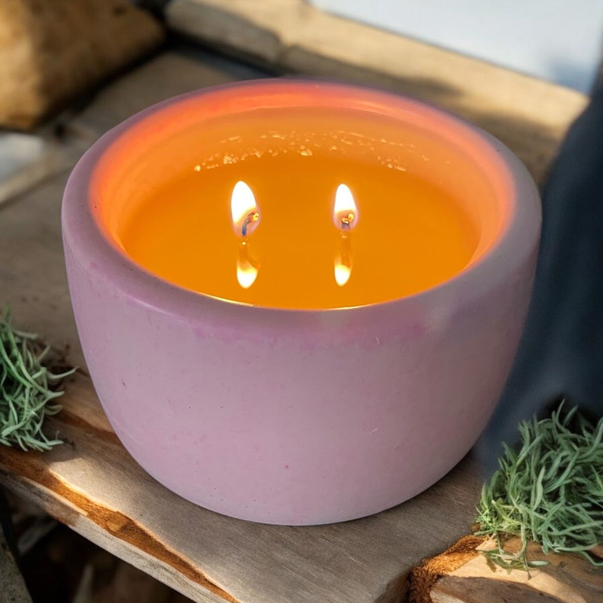 Monthly concrete candle box subscription handcrafted scented candles