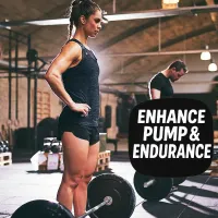 Fit woman standing over a loaded barbell in a gym, representing the Enhance Pump & Endurance goal for nitric oxide boosters, pump powders, and stamina-enhancing supplements.