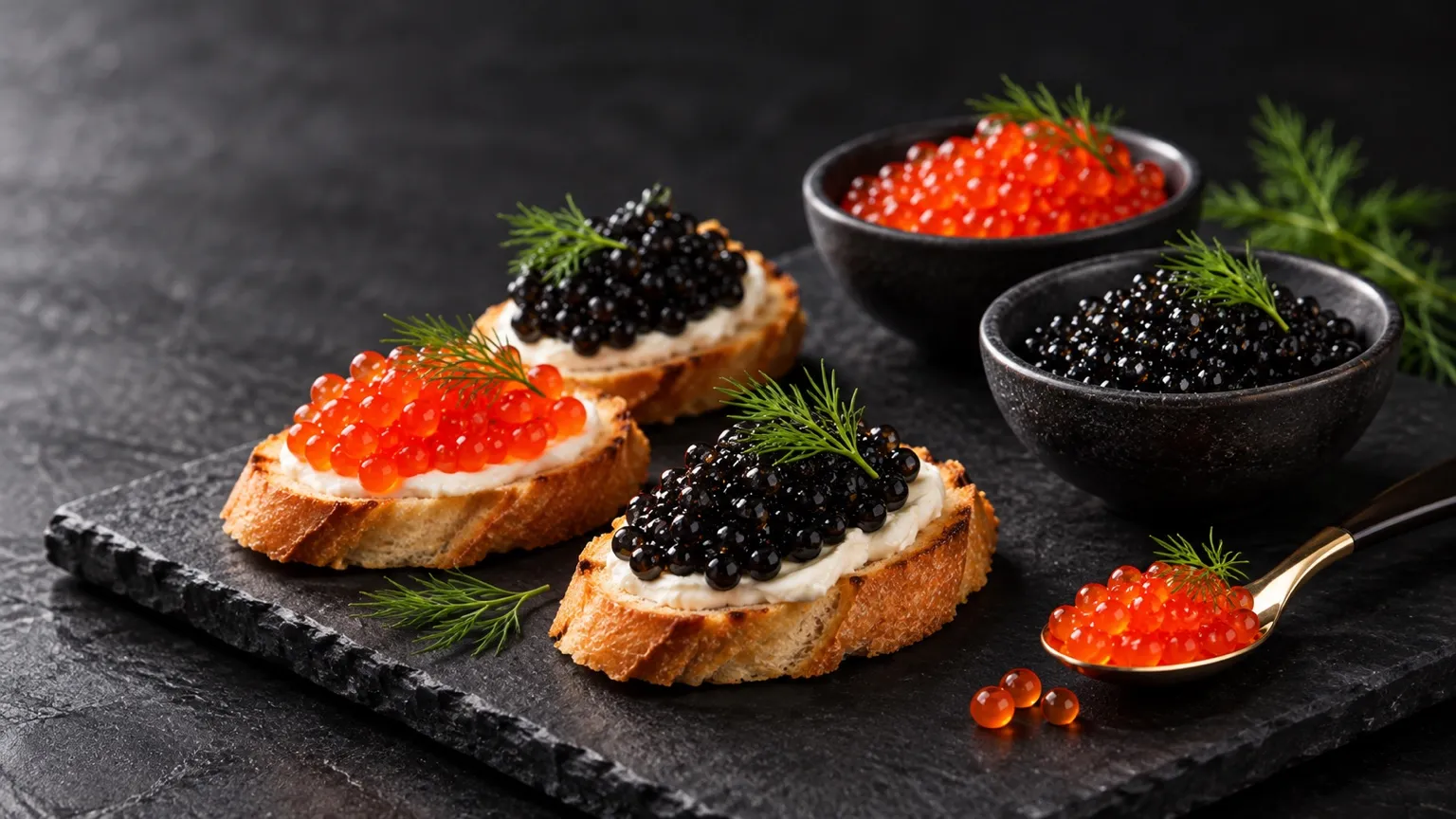 Black and red caviar
