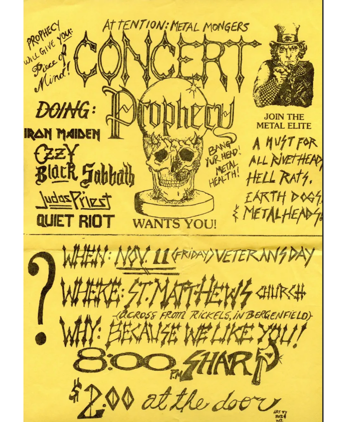 Original Prophecy concert flyer — vintage NJ memorabilia