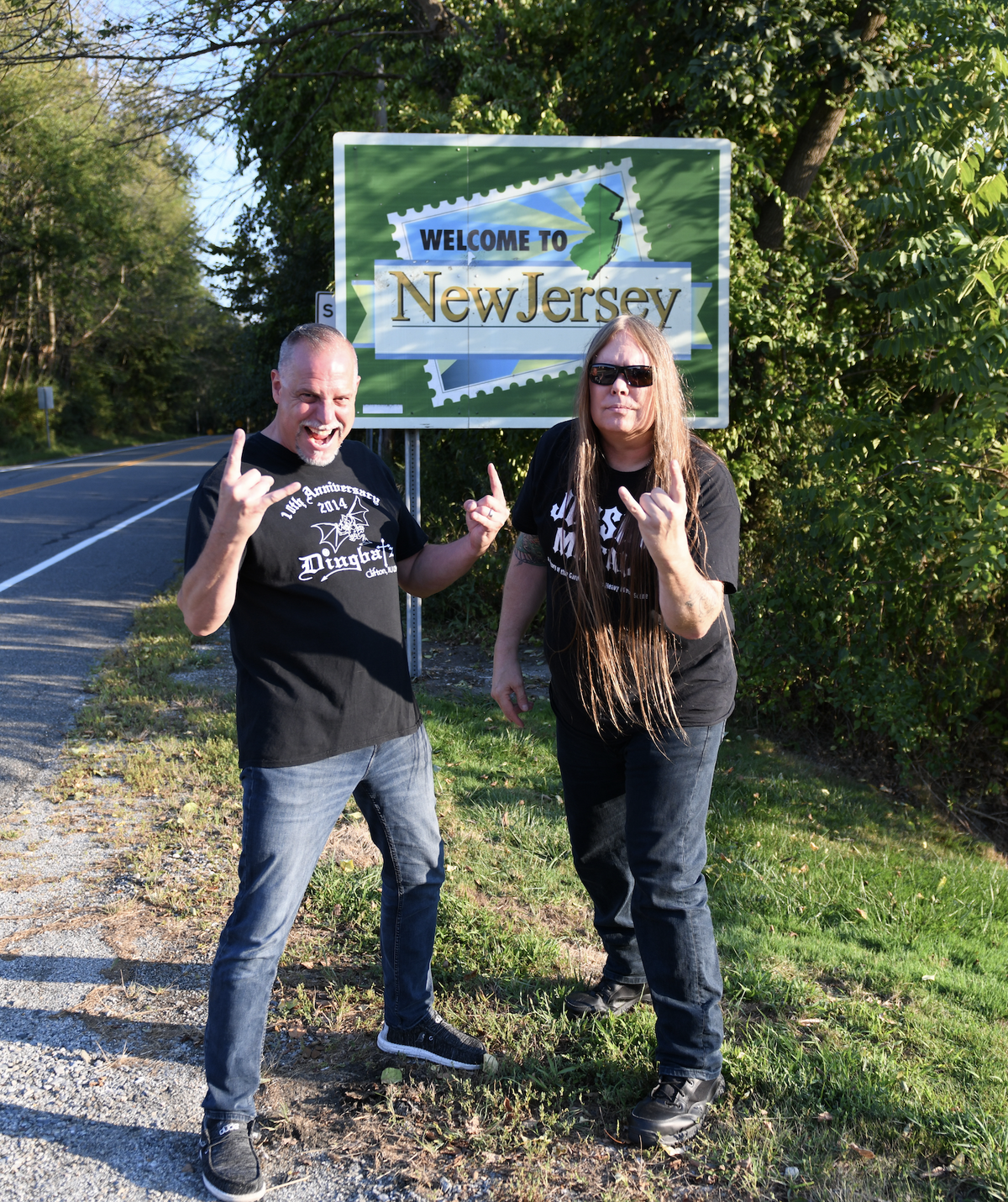 Alan & Frank at the Welcome to New Jersey sign