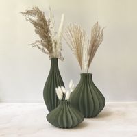 Set de Jarrones 3 Piezas de Jarrones Verdes Decorativos Hechos de Bioplástico para Flores Secas