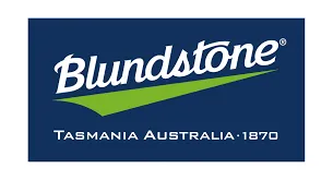 Blundstone logo, rugged boot brand with Australian heritage design elements. No human shapes.