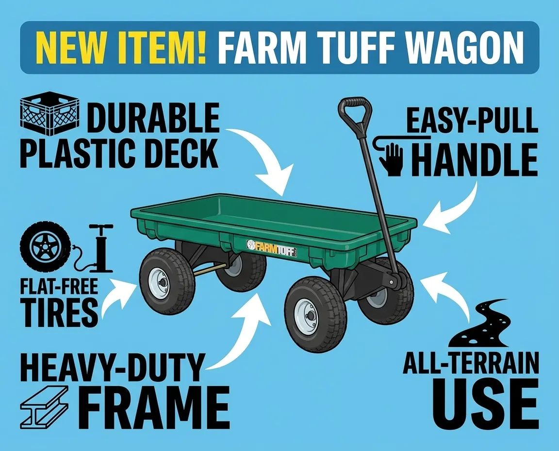 Farm Tuff Plastic Deck Wagon with Flat Free Tires