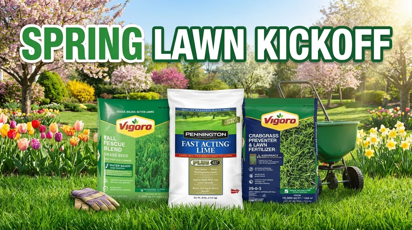 Spring lawn care products and fertilizers at Liberty Farm Home and Garden
