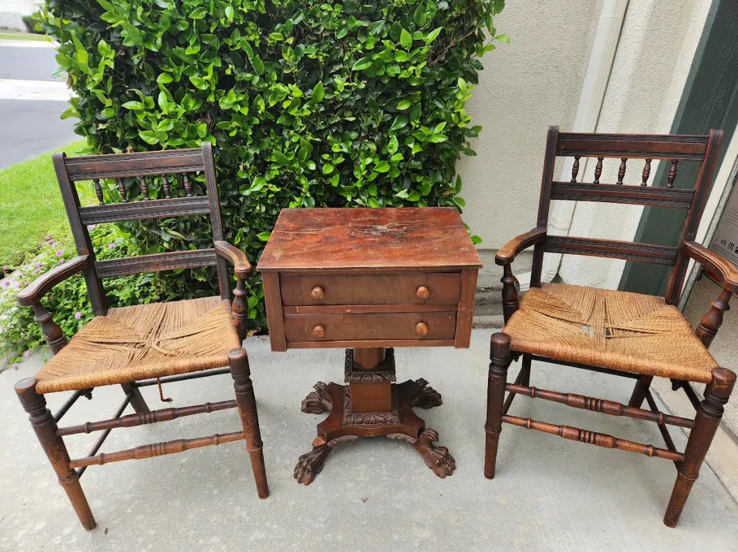 Customer furnished room featuring ReStore OC finds