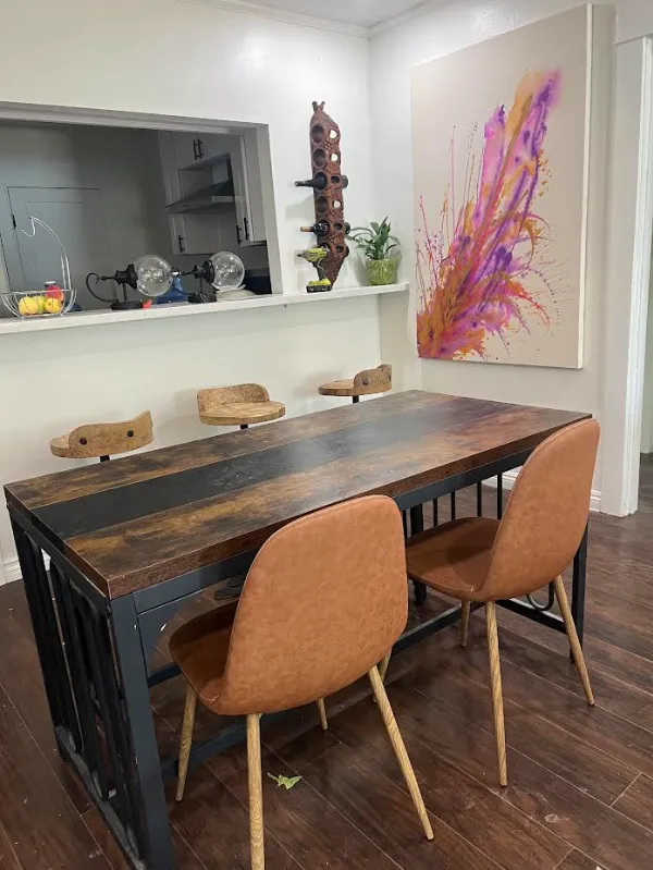 Customer furnished room featuring ReStore OC finds